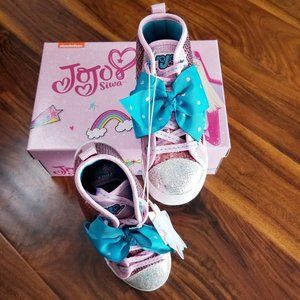 Justice New Girls Pink Blue High Top Glitter Sneakers size 12